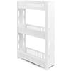 VIRSUS 1 Carrello Portaoggetti di colore bianco, misura 55x12x73 cm, carrellino Salvaspazio con ruote, scaffale stretto multiuso con 3 livelli da bagno, cucina, lavanderia (3 Ripiani)