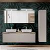 Lomadox Set completo di mobili da bagno in rovere vintage, 160 cm, 2 lavabi in ceramica, 2 armadi a specchio a LED, armadio alto