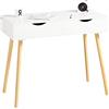 SoBuy Scrivania con 2 cassetti, Gambe in Legno di Pino, Scrivania Ufficio Compatta, Tavolo da Lavoro per Studio Cameretta e Camera da Letto, L90*P45*A77cm, FWT40-WN