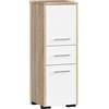 AKORD | Mobile da Bagno FIN 85 | 30x85x30 cm, peso 25 kg | 2 Ante e 1 Cassetto | Moderna Mobiletto | Armadio a muro | Armadietto chiuso in piedi | Adatto Anche come Pensile | Rovere Sonoma/bianco