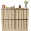 UEV Scarpiera Ingresso 4 Cassetti Strisce a Legno 102x24x86,5cm, Avorio