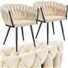 tectake® Set di 6 Sedie da Pranzo con Braccioli, Sedie Soggiorno in Velluto Extra Fine, Design Elegante a Nodo, Poltrone Velluto con Morbida Imbottitura, Sedie per Sala da Pranzo Versatili - Sabbia