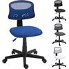 HOMCOM Sedia da ufficio ergonomica senza braccioli, sedia da scrivania girevole con schienale in rete traspirante, altezza regolabile, sedia da spedizione, carico 120 kg, blu
