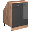 Vicco Mobile cucina sottotetto R-Line, Antracite lucido, 60 cm con 2 porte, carcassa 60 cm profondità, per la libera combinazione all'interno di sistemi cucina modulari