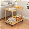 HshDUti Tavolino con ruote, comodino stretto a 2 ripiani, tavolino in legno per soggiorno e camera da letto, 50 x 30 x 47 cm