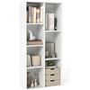 KOMFOTTEU Libreria Verticale con 8 Cubi, Mobile Contenitore in Legno, con 2 Dispositivi Antiribaltamento, Libreria Scaffale per Soggiorno, Camera da Letto, Ufficio, 49,5 x 23 x 106 cm (Bianco)