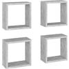 JHQHSM Mensole Parete a Cubo 4 pz Cubo rettangolare da parete Scaffale espositivo Pareti Decorative Grigio Cemento 30x15x30 cm