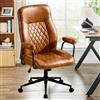 Ckaff Sedia Ufficio Ergonomica, Poltrona Direzionale in Pelle PU, Sedia da Ufficio con Seduta Ampia, Sedia Scrivania Reclinabile Girevoli Altezza Regolabile 136kg, Marrone