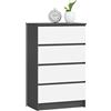 AKORD | Cassettiera K60 a 4 Cassetti | Credenza Alta | Moderna Mobiletto per Soggiorno Sala da Pranzo Camera da Letto Corridoio Bagno | Armadio Cameretta | 60x99x40 cm | Grigio grafite | Bianco