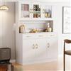 BTSAE Armadietto da cucina, 170 cm, con piano di lavoro, cabinet da cucina in legno, credenza da cucina con cassetti e porta in vetro, base rialzata, 172 x 100 x 30 cm