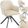 tectake® Set di 4 Sedie Girevoli in Velluto, Sedie Sala da Pranzo con Imbottitura, Sedie Moderne con Braccioli e Gambe in Acciaio, Ideali per Sala da Pranzo, Ufficio o Salotto - Crema/Nero