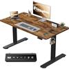 Flamaker Scrivania regolabile in altezza, tavolo intero 110 x 53 cm, scrivania regolabile in altezza elettrica con controllo memoria, tavolo da gioco con promemoria sedentario e ricarica USB (marrone)