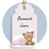 Doni Bomboniere Kit 30 Tag forati in cartoncino di Colore Rosa con Orsetto, utilizzato per bomboniere Nascita, Battesimo o Primo Compleanno Bimba (con Personalizzazione)