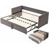FOERPL Divano Letto 90/180 x 200cm, 3 in 1 divani convertibile con letto estraibile, singolo matrimoniale letti velluto, Letto divano allungabile con rete a doghe(senza materasso)