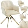 tectake® Set di 4 Sedie Girevoli in Velluto, Sedie Sala da Pranzo con Imbottitura, Sedie Moderne con Braccioli e Gambe in Acciaio, Ideali per Sala da Pranzo, Ufficio o Salotto- Crema/Oro