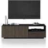 WHOUS Mobile Porta TV COSTE per Soggiorno con 2 Ante e 1 Cassetto, Mobile Tv in Stile Canneté per Salotto in Legno, 150x43x46 cm, Antracite Opaco e Legno Scuro