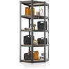 Juskys scaffale ad angolo Corner Basic 180×70×40-70 cm (AxLxP) - 5 ripiani in metallo zincato, portata 875 kg - a innesto per cantina o garage (grigio)