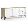 Vicco Mobile tv Nizza, Rovere artigianale, 150.2 x 60.2 cm con 3 cassetti e 2 ante, da utilizzare come superficie d'appoggio accanto al letto
