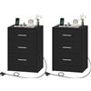 WOLTU Set di 2 Comodini, Neri, 39x28,5x54,5 cm