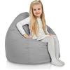Italpouf Poltrona Sacco L Bambini, Interno ed Esterno, Riempimento Perle Polistirolo, Sfoderabile, Impermeabile, Certificato, Argento, 90x77 cm
