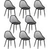 buybyroom Set di 8 sedie per sala da pranzo, in plastica, con gambe in metallo, effetto faggio, colore nero