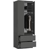 BDW Armadio a 2 ante, 2 cassetti, armadio per camera da letto, soggiorno, corridoio, 180 x 60 x 51 cm