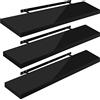 WOLTU Mensola da Muro, Set di 3, Scaffale Sospeso da Parete Libreria Piccola per Soggiorno Cameretta Porta CD DVD, Pannello MDF 110x22,9x3,8cm, Nero, RG9483sz-3