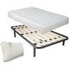 Comprarredo Kit Rete e Materasso una piazza e mezza 120x190 alto 19cm con cuscino fiocco memory omaggio, Set letto materasso waterfoam e rete una piazza e mezza a doghe verticali ortopedica in offerta