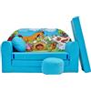 Pro Cosmo Divano letto pieghevole per bambini con funzione letto Perfetto per giocare e dormire - Con materasso, cuscino e pouf sfoderabili - 98x168x59 cm - B5 Blu - Animali da fattoria