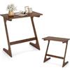 LIFEZEAL Tavolino da Divano, da Letto, a Forma di Z, in Legno Massello di Bamboo, Porta PC, Laptop, Tavolino Laterale da Caffè, Soggiorno, Salotto, Salvaspazio, Moderno, Max 50kg, 75x40x70cm, Marrone