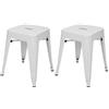 Mendler Set 2X sgabelli poggiapiedi bistrot Design Industriale HWC-A73 Metallo Verniciato - Bianco