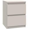 3E 3xE living.com Comodino: due cassetti, colore: Cashmere, 30 x 30 x 40 cm