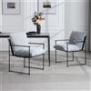 Ya-Home Set di 2 Sedie da Cucina in Tessuto Sedie da Pranzo con Braccioli Sedia da Giardino Sedia Imbottita con Struttura in Metallo per Soggiorno/Sala da Pranzo, Grigio