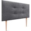 DHOME Testiera in Similpelle o Tessuto AQUALINE Pro con 2 file di bottoni e gambe Testiera imbottita Letto di Lusso (Tessuto Grigio Cenere, 110x105cm (Letti 80/90/105))