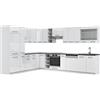 Vicco Cucina angolare completa Fame-Line, Bianco lucido/Bianco, 347 x 257 cm, PL Antracite, adatto per una progettazione flessibile della cucina ed espansione modulare