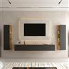 Planetmöbel Mobile TV, Tavolo TV 200 cm di lunghezza, 2x Armadi TV 40x130x17 cm sospesi per il soggiorno, 2x Mobili bassi 100x30x37,8 cm, Rovere oro antracite