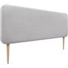 DHOME Testiera Imbottita Liscia Arrotondata in Lino Naturale con Gambe per Parete Acustica Testate Letto Fonoassorbenti Camera da Letto (Grigio Chiaro, 160cm)