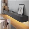 XDXINY Mobile porta TV sospeso, mobile TV a parete, mensola TV con ampio spazio di archiviazione, tavolino sotto TV, lowboard con cassetti, supporto per router (Grigio+LED, 260 * 20 * 24CM)