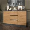 Home Collective Cassettiera, corridoio camera da letto, armadio, credenza, credenza con 3 cassetti e 2 ante, larghezza 120 cm, altezza 75 | Antracite/Artigianale