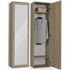 BDW Appendiabiti con specchio, moderno, multifunzionale, per corridoio, camera da letto, cameretta dei bambini, 180 x 50 x 35 (T), rovere Sonoma