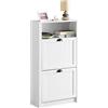 SoBuy Scarpiera con 2 ante e 4 ripiani, con scomparto aggiuntivo per scarpe, colore: bianco, Dimensioni: 60x24x110 cm FSR87-K-W