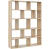 KUBUTKU Libreria grande da parete con 15 scomparti, 141 x 105 x 18 cm, decorazione per soggiorno, camera da letto, ufficio (Sonoma), REGAL-50