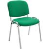 CLP Sedia Ospite Ken C Imbottita I Sedia Attesa In Stoffa E Metallo Cromato I Sedia Ufficio Impilabile Carico Max 120 KG I Sedia Riunioni, Colore:verde