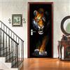 CBWRAW Adesivi per Porte 3D Carta Parati Tigre Animale della Foresta Interne Soggiorno Camera da Letto Carta da Parati in PVC Autoadesivo Impermeabile Poster Murale Fotomurali Arredo Casa 77X200 Cm