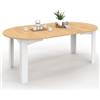 IDMarket - DONA tavolo da pranzo rotondo allungabile 4-10 persone piano finitura faggio bianco 110-200 cm