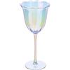 Hervit Box 2 Bicchieri in Vetro Fleur per Vino Effetto Iridescente con Scatola Regalo - Bicchieri Vino, Tavola Elegante, Mise en Place - 10x22,5cm - 330ml