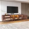 Dolamaní Mobile TV Marrone, 180 Cm, Supporto Tv Con 2 Cassetti In Rattan, 2 Ante In Vetro A Cupola E 1 Porta In Rattan, Che Offre Una Conservazione Elegante, 180 X 40 X 50 Cm