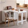 KecDuey Buffet moderno credenza bianca creativa con tavolo pieghevole allungabile, porte scorrevoli in vetro, ripiani regolabili e design multifunzionale, armadietto per sala