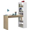 Arreditaly Scrivania Con Libreria Reversibile Kirkensen Scrittoio Scaffali Laterali Mobile Desk da Ufficio Soggiorno Sala Da Pranzo 120 x 144 x 53 cm Colore Bianco e Rovere
