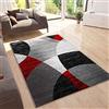 VIMODA Tappeto Geometrico a Cerchio mélange in Grigio, Bianco, Nero e Rosso, Dimensioni: 120 x 170 cm
